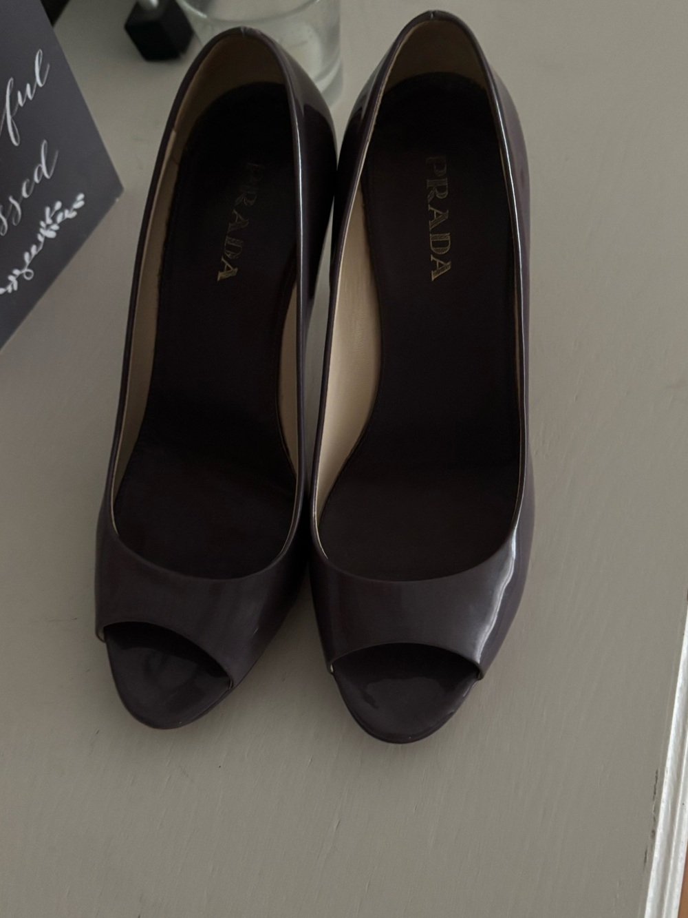 Prada Purple Patent Leather Peep-Toe Heels
